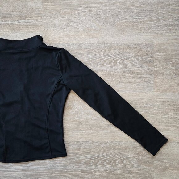 High-Stretch Zip-Up Workout Jacket with Thumb Holes - Size S - Black - Athletic - Picture 12 of 12